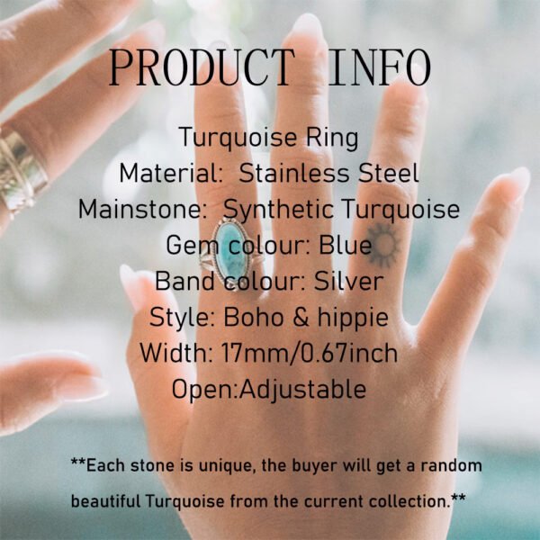 Boho Turquoise Adjustable Ring – view 3