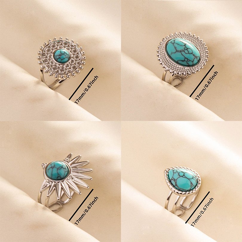 Boho Turquoise Adjustable Ring – view 2