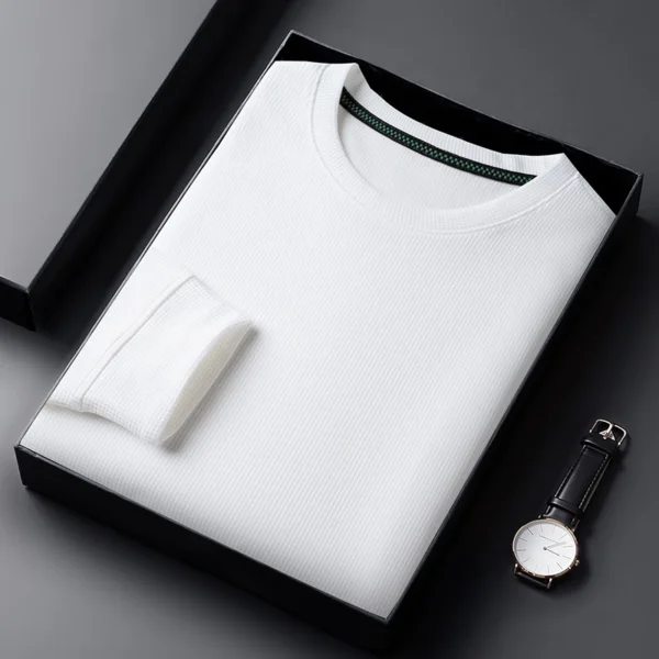 Men's Waffle Knit Long Sleeve T-Shirt – Casual Crew Neck Breathable Top