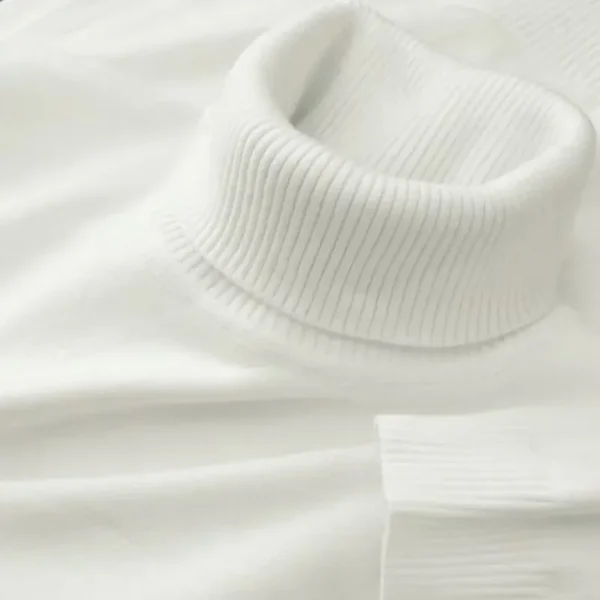 Men's Knitted Turtleneck Jumper – Solid Colour Roll Neck Pullover Sweater for Autumn & Winter