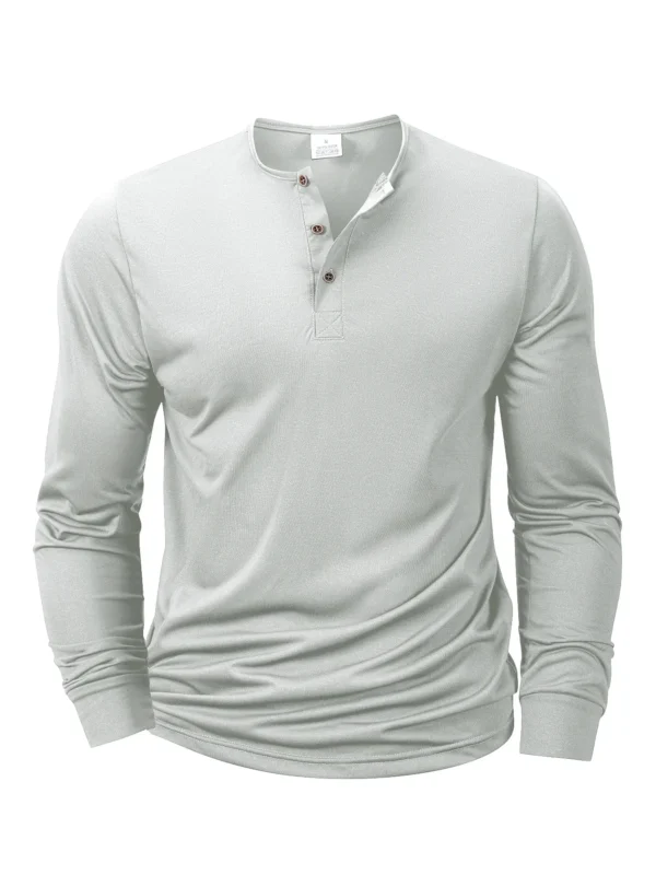 Men's Henley T-Shirt – Band Collar Button Placket Casual Tee, Soft Pullover Top