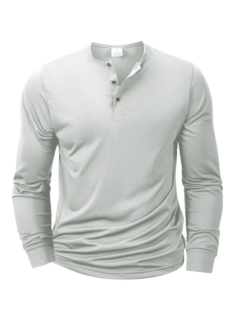 Men's Henley T-Shirt – Band Collar Button Placket Casual Tee, Soft Pullover Top