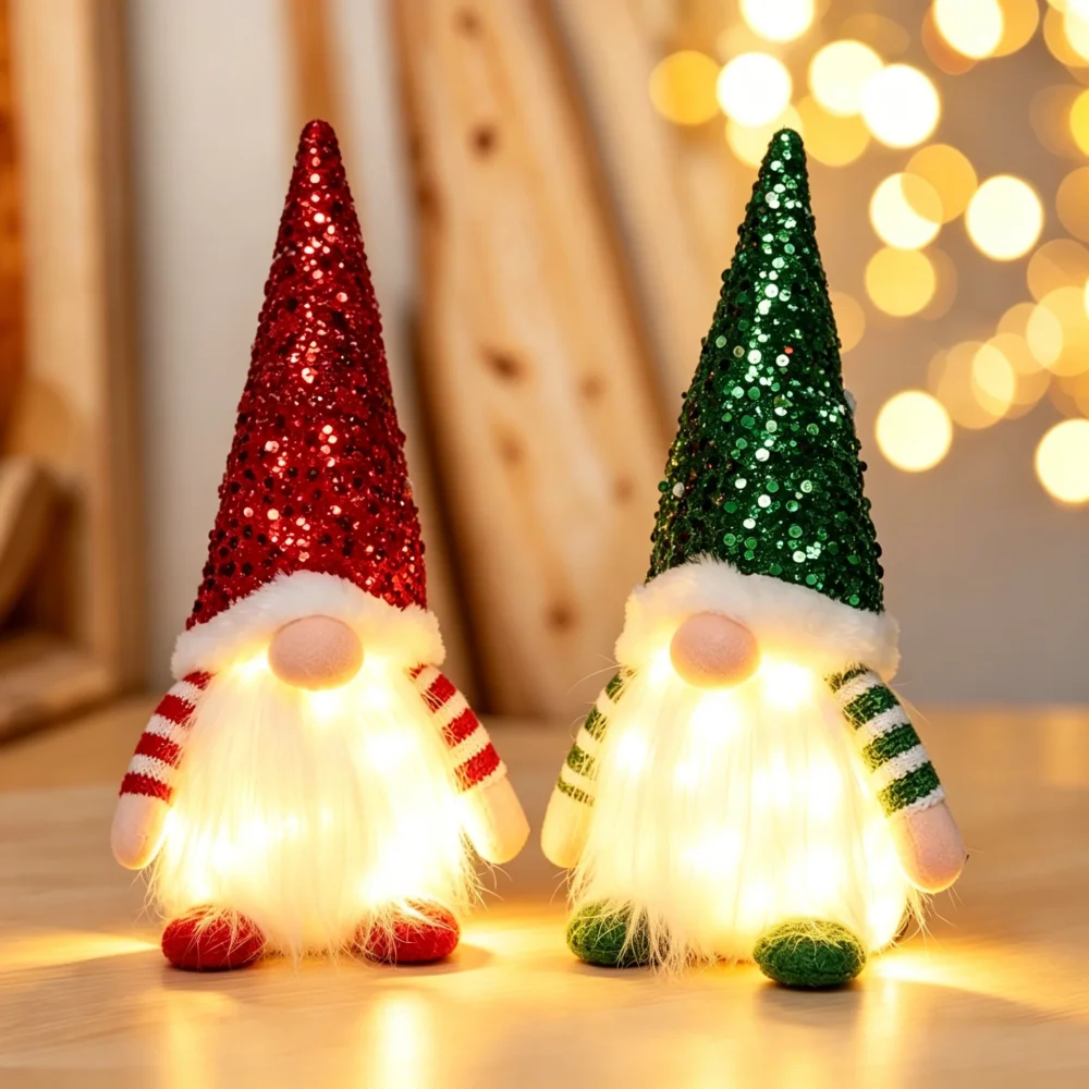 Plush Santa Claus Christmas Figure 30cm – Standing Santa Doll Ornament, Singles or Sets of 2, 3 & 4 - Gnome Pair