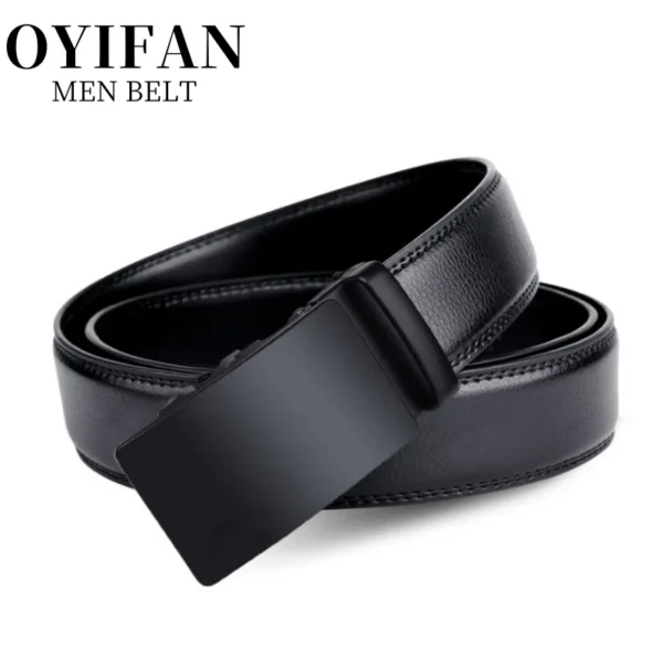 Men's Automatic Buckle Genuine Leather Ratchet Belt – view 3