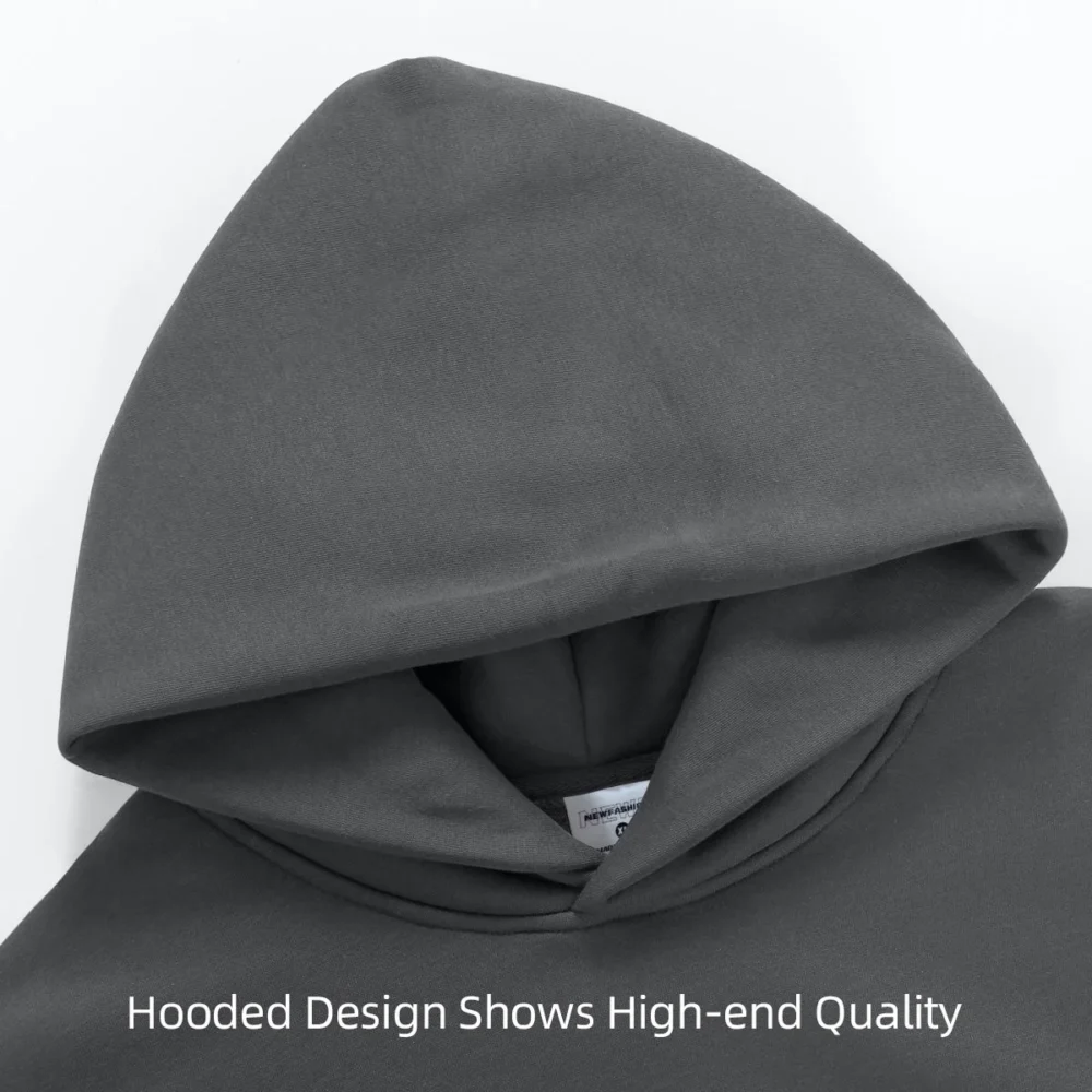 Men's Heavyweight Fleece-Lined Hoodie – 480gsm Thick Cotton Blend Pullover Hooded Sweatshirt