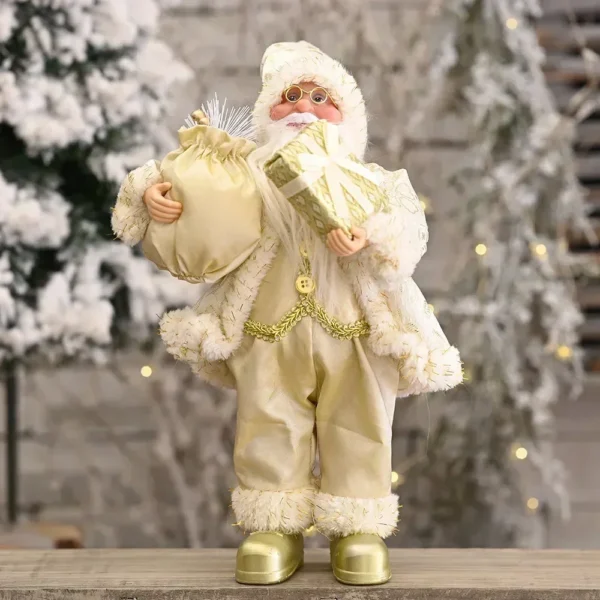 Plush Santa Claus Christmas Figure 30cm – Standing Santa Doll Ornament, Singles or Sets of 2, 3 & 4 - Santa with Gift Sack (A)