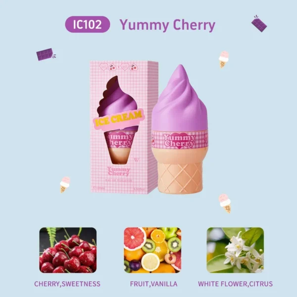 Ice Cream Shaped Perfume for Women 100ml – Sweet Fruity Floral Eau de Toilette, Cute Gift - Cherry