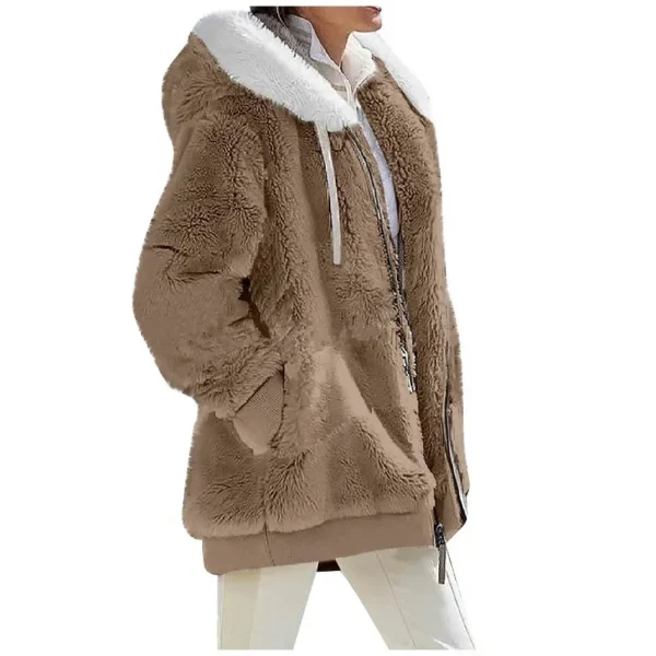 Women's Hooded Fleece Jacket – Warm Zip Up Hoodie Coat with Pockets, Casual Autumn & Winter Outerwear