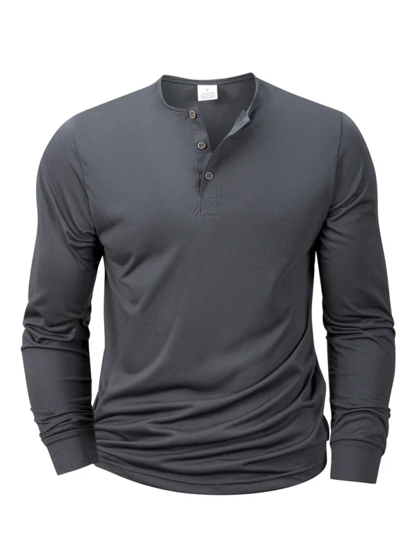 Men's Henley T-Shirt – Band Collar Button Placket Casual Tee, Soft Pullover Top