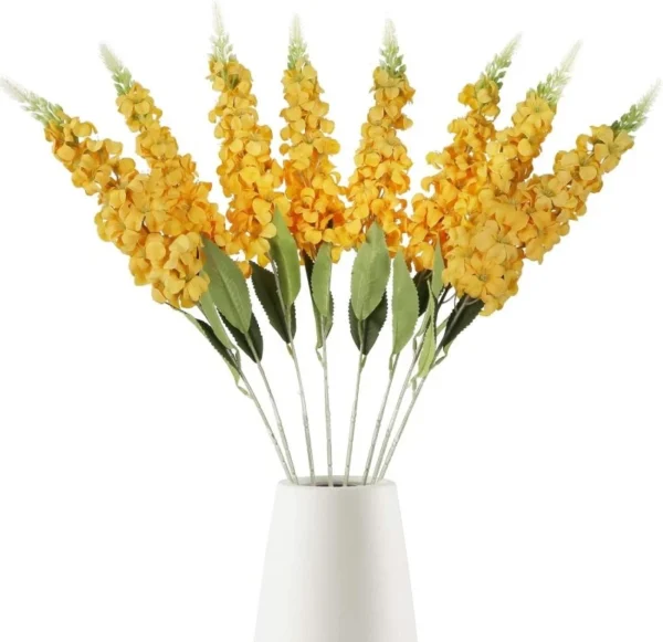 Artificial Hyacinth Flowers – Faux Silk Hyacinth Stems for Vase, Wedding, Garden & Home Decor - Yellow 5 Stems