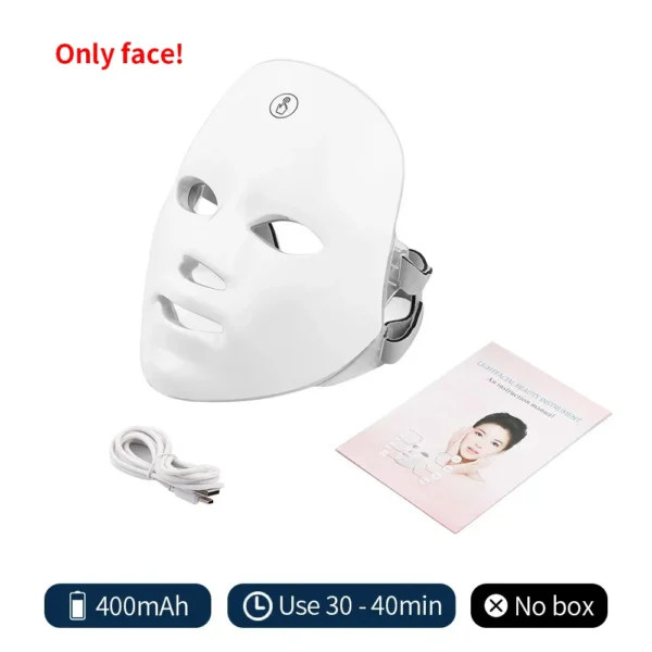 Wireless 7 Colour LED Face Mask – Photon Light Therapy Skincare Mask for Firming & Rejuvenation - Model 04
