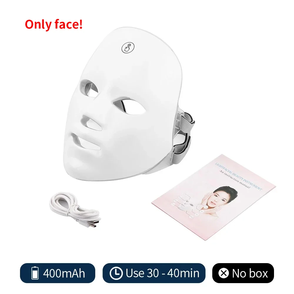 Wireless 7 Colour LED Face Mask – Photon Light Therapy Skincare Mask for Firming & Rejuvenation - Model 04