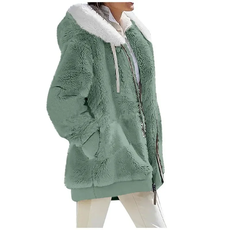 Women's Hooded Fleece Jacket – Warm Zip Up Hoodie Coat with Pockets, Casual Autumn & Winter Outerwear