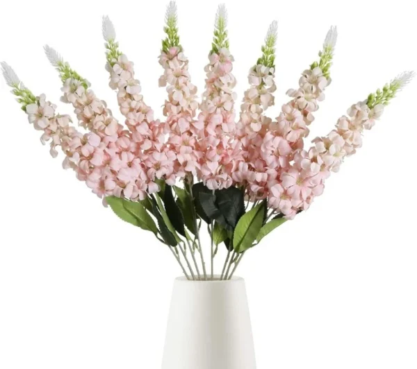 Artificial Hyacinth Flowers – Faux Silk Hyacinth Stems for Vase, Wedding, Garden & Home Decor - Pink 5 Stems