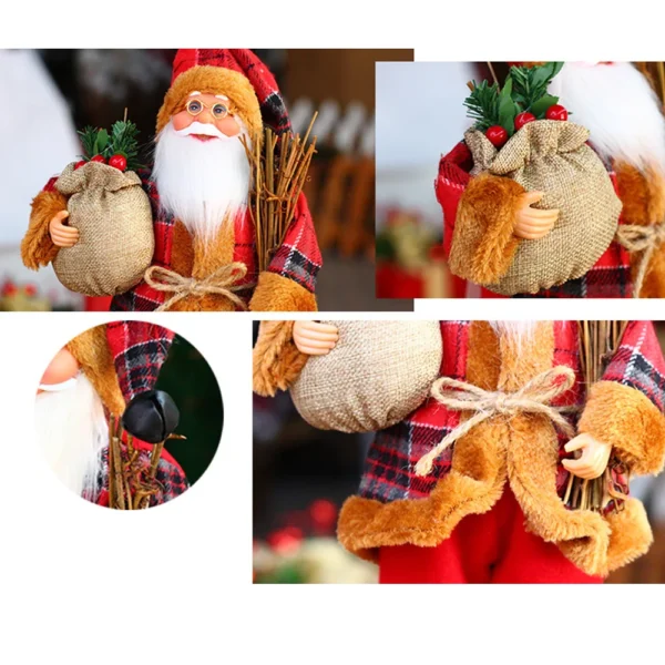 Plush Santa Claus Christmas Figure 30cm – Standing Santa Doll Ornament, Singles or Sets of 2, 3 & 4