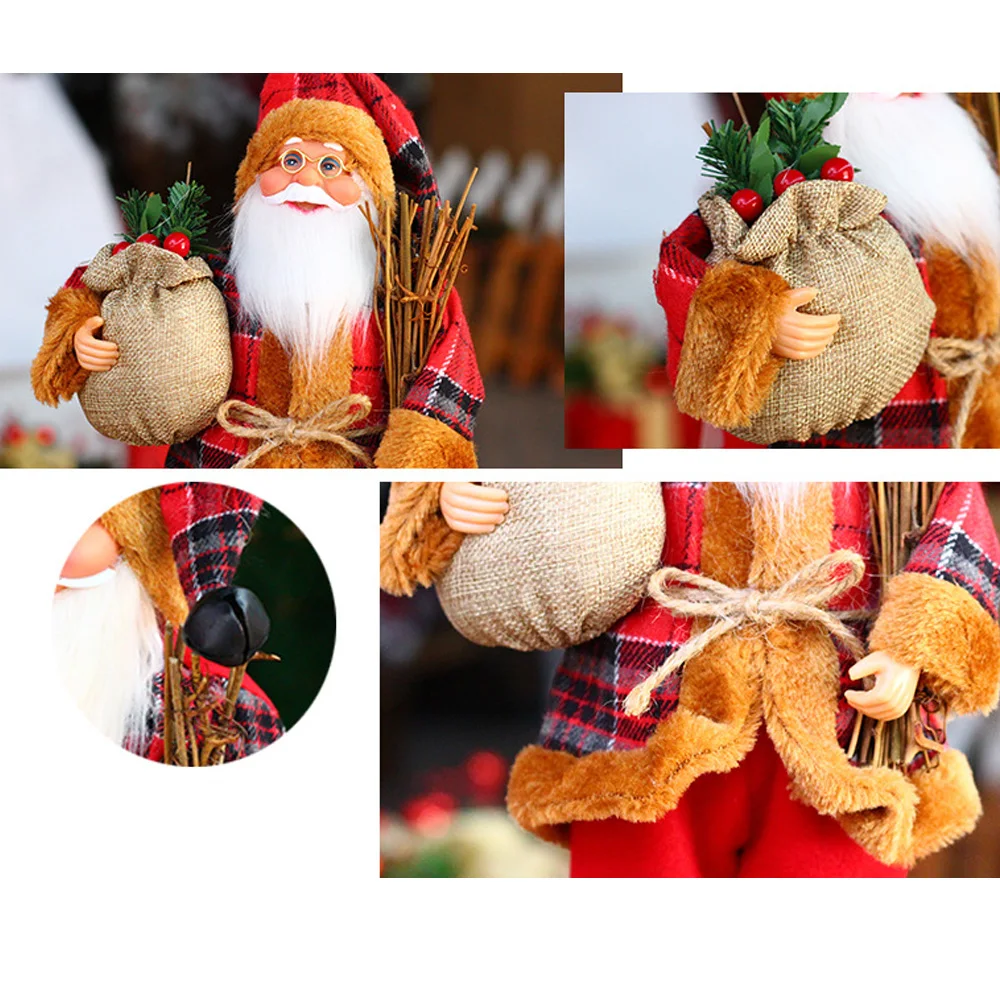 Plush Santa Claus Christmas Figure 30cm – Standing Santa Doll Ornament, Singles or Sets of 2, 3 & 4