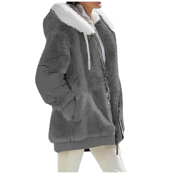 Women's Hooded Fleece Jacket – Warm Zip Up Hoodie Coat with Pockets, Casual Autumn & Winter Outerwear - Dark Grey