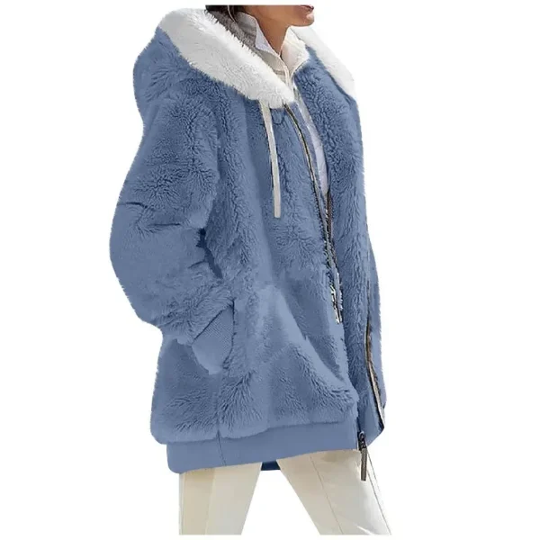 Women's Hooded Fleece Jacket – Warm Zip Up Hoodie Coat with Pockets, Casual Autumn & Winter Outerwear