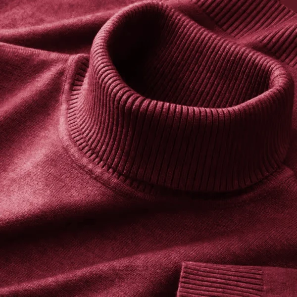 Men's Knitted Turtleneck Jumper – Solid Colour Roll Neck Pullover Sweater for Autumn & Winter