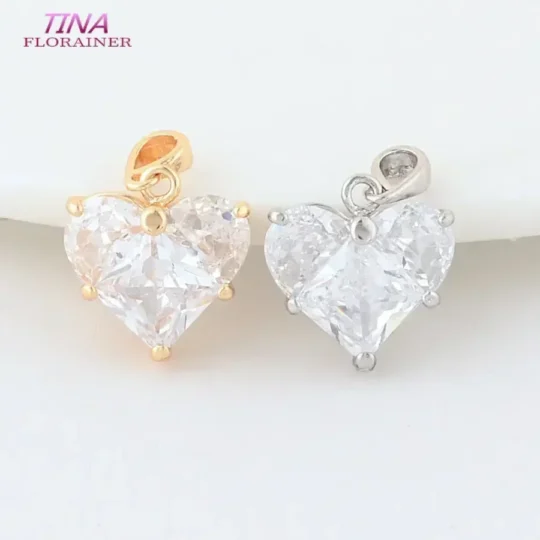 Gold Tone Zircon Heart Charm Pendants