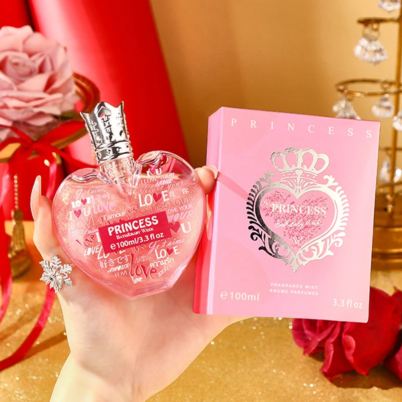 Sweet Strawberry Heart Perfume 100ml – Rose & Lychee Floral Fragrance for Women - Pink Heart