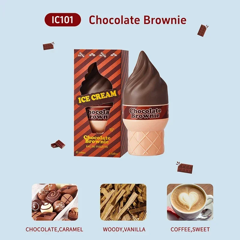 Ice Cream Shaped Perfume for Women 100ml – Sweet Fruity Floral Eau de Toilette, Cute Gift - Chocolate