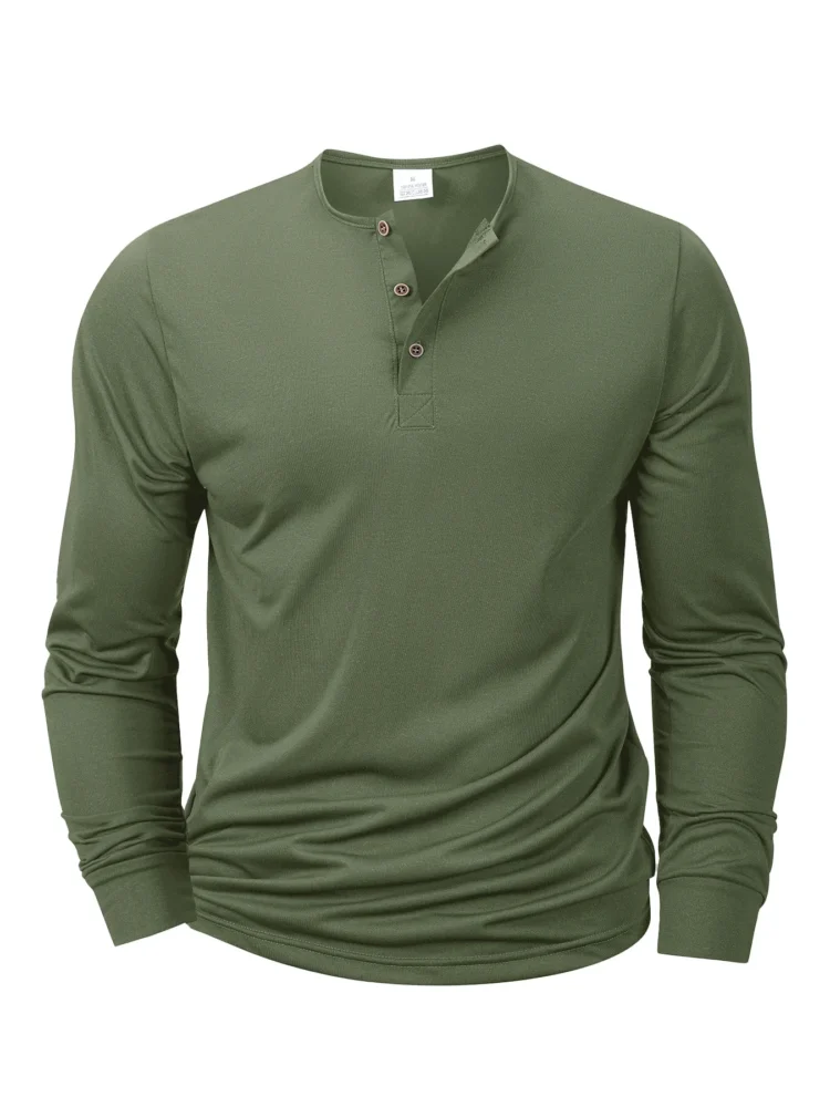Men's Henley T-Shirt – Band Collar Button Placket Casual Tee, Soft Pullover Top
