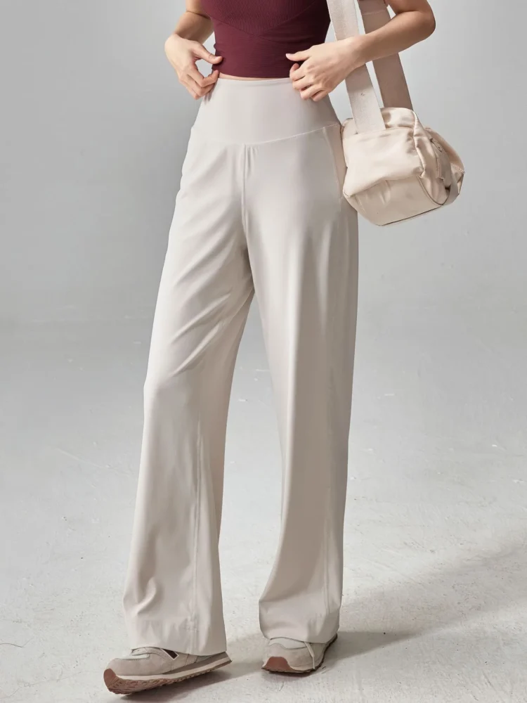Women's High Waisted Wide Leg Yoga Pants with Pockets – Stretch Loose Lounge Joggers, Buttery Soft - White