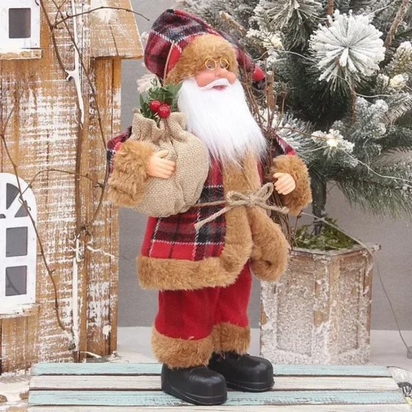 Plush Santa Claus Christmas Figure 30cm – Standing Santa Doll Ornament, Singles or Sets of 2, 3 & 4