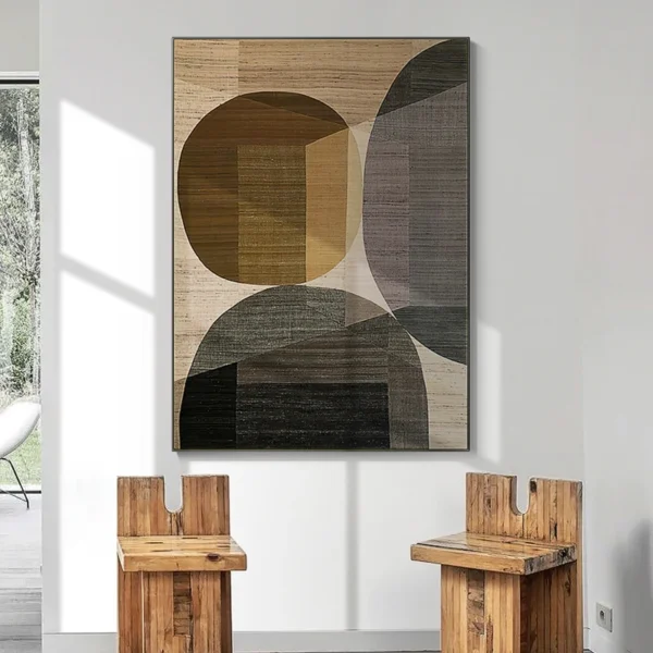 Abstract Geometric Canvas Wall Art – Brown & Neutral Colour Block Prints for Living Room & Office, Unframed